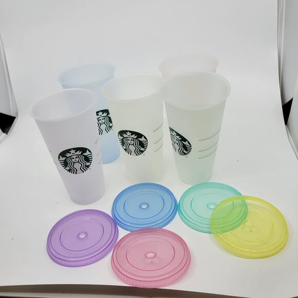 Starbucks Color-Change Reusable Cold Cup Tumblers 24 oz - Set of 5. New - Picture 7 of 12